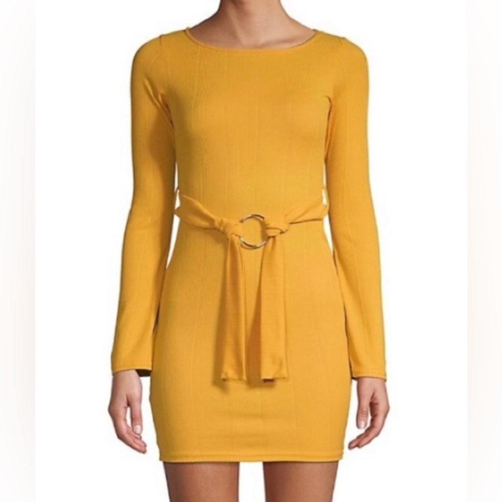 Never worn Missguided yellow ribbed mini dress
